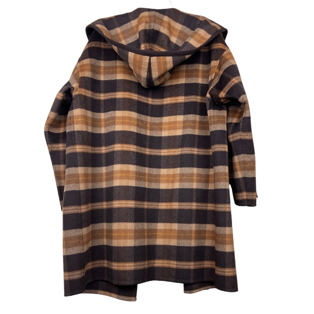 Michael Kors Collection Plaid Wool Hooded Cape Coat - Picture 2 of 6